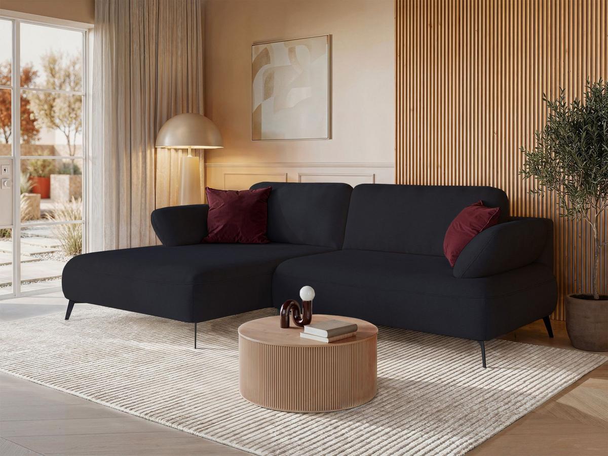 ECKSOFA Avolla Anthrazit links - Schwarz, Textil/Metall (284/186cm) - Selsey