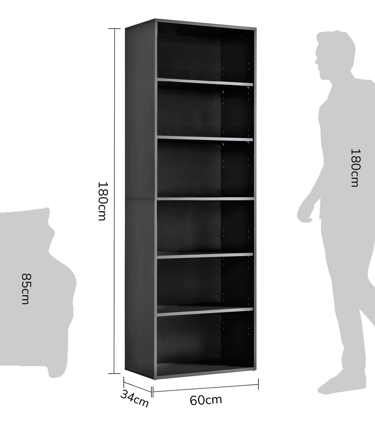 BÜCHERREGAL Der Bücherwurm - Anthrazit, Holzwerkstoff (60/180/34.5cm) - Mokebo