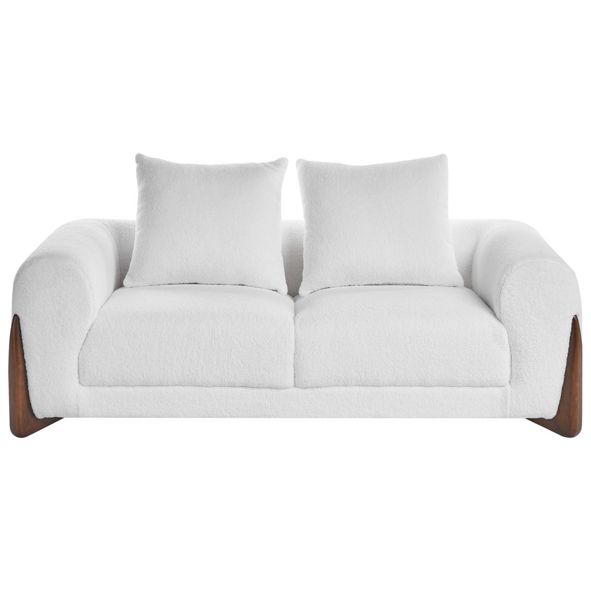 2-SITZER-SOFA Bouclé Weiß Vinliden - Dunkelbraun, Textil (180/62/87cm) - Beliani
