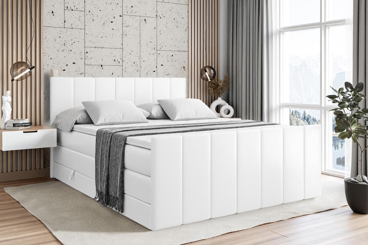 BOXSPRINGBETT MOETI-Z KING - 140x200 - H3/H4 - Weiß Hochglanz - Weiß Hochglanz, Holzwerkstoff (140/200cm) - ALTDECOR