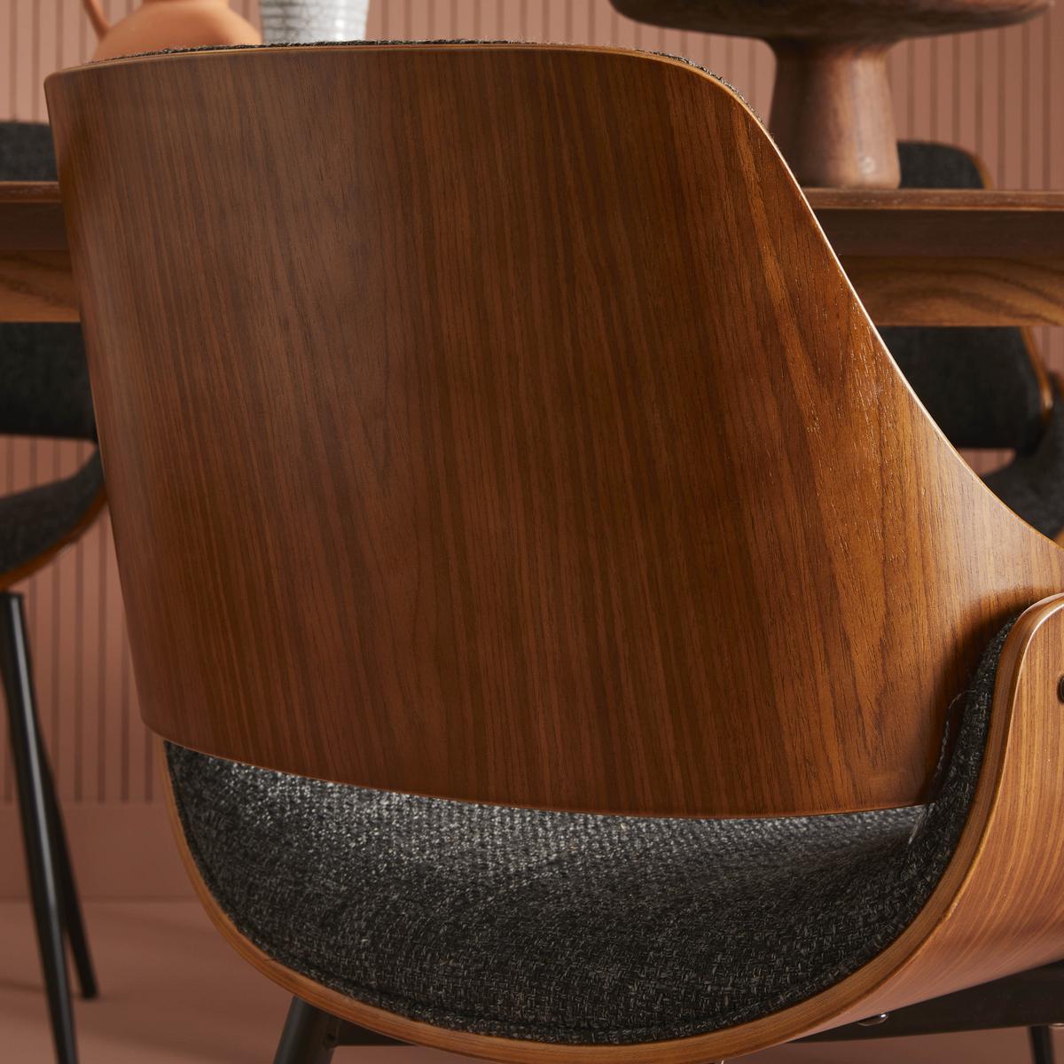 STUHL mit Nussbaum-Finish und grauem Stoffbezug - Mannix - Grau, Metall (61/78/61cm) - Signature
