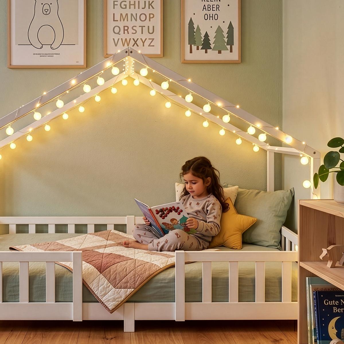 HAUSBETT Treviolo - Weiß, Holz (90/200cm) - [en.casa]