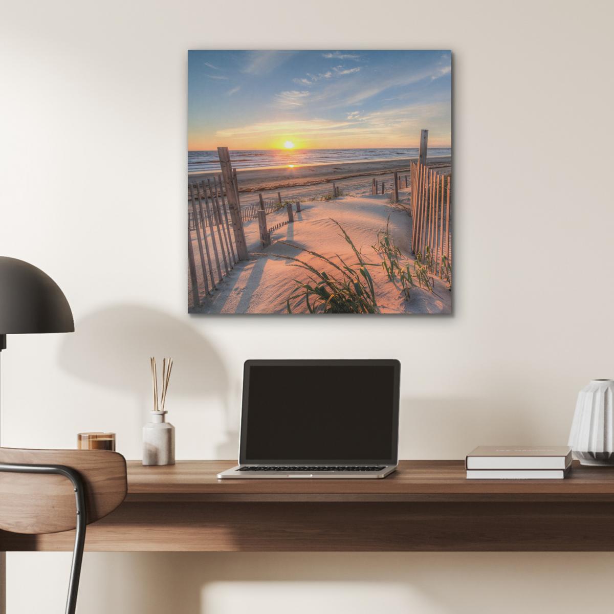AKUSTIKBILD Strand - Meer - Düne - Sonnenuntergang - Landschaft Wandbilder 60x60 cm - Beige, Kunststoff (60/60/0.9cm) - MuchoWow