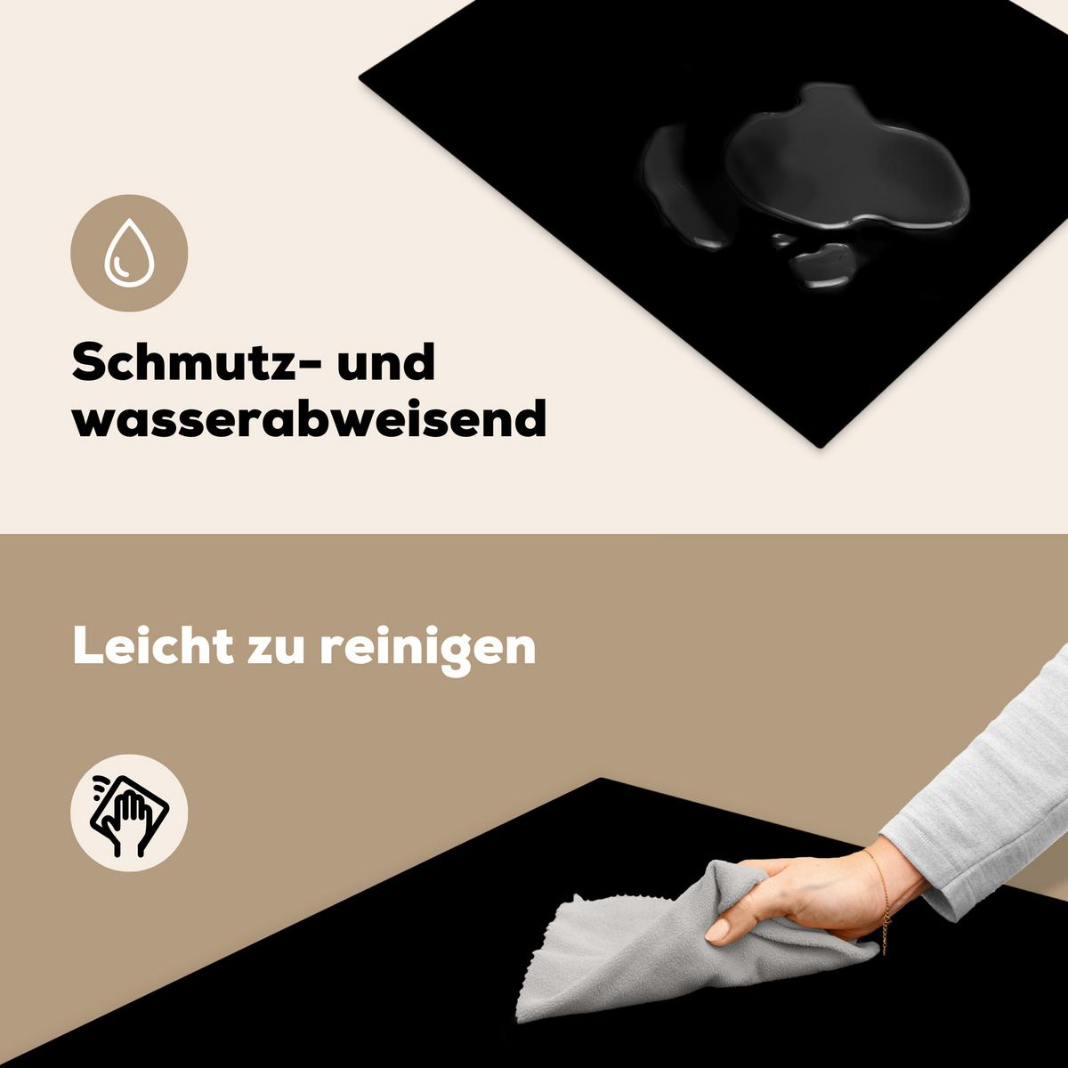 HERDABDECKPLATTE Schwarz - Einfarbig Herdabdeckung Induktionsfeld 65x52 cm - Schwarz, Kunststoff (65/52/0.2cm) - MuchoWow