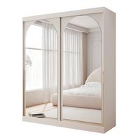 SCHWEBETÜRENSCHRANK CLARITY 2-türig 180/65/215 cm Kaschmir / goldene Griffe - Kaschmir/Goldfarben, Holzwerkstoff/Kunststoff (180/215/65cm) - Idohome