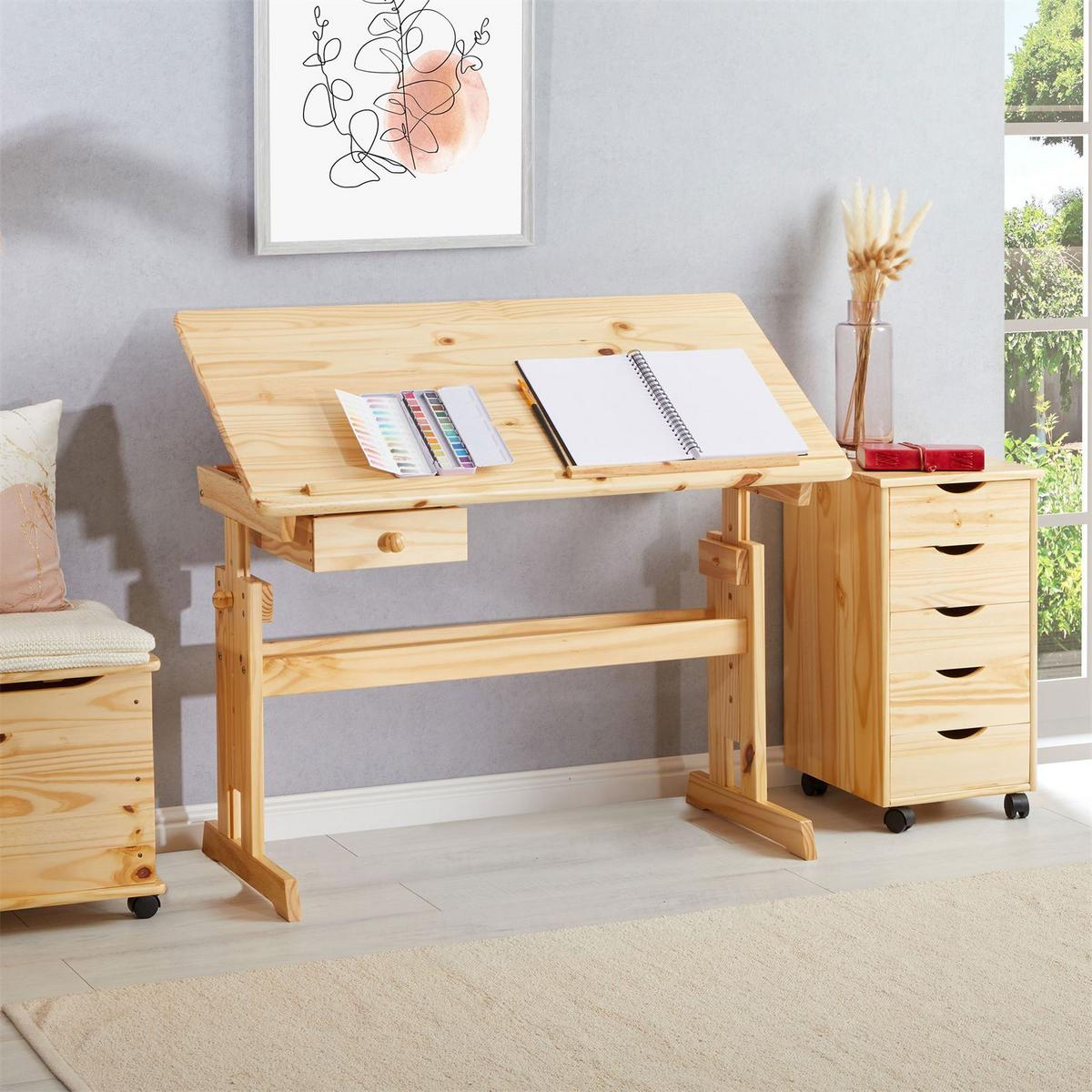 KINDERSCHREIBTISCH FLEXI - Naturfarben, Holz (109/75/55cm) - IDIMEX