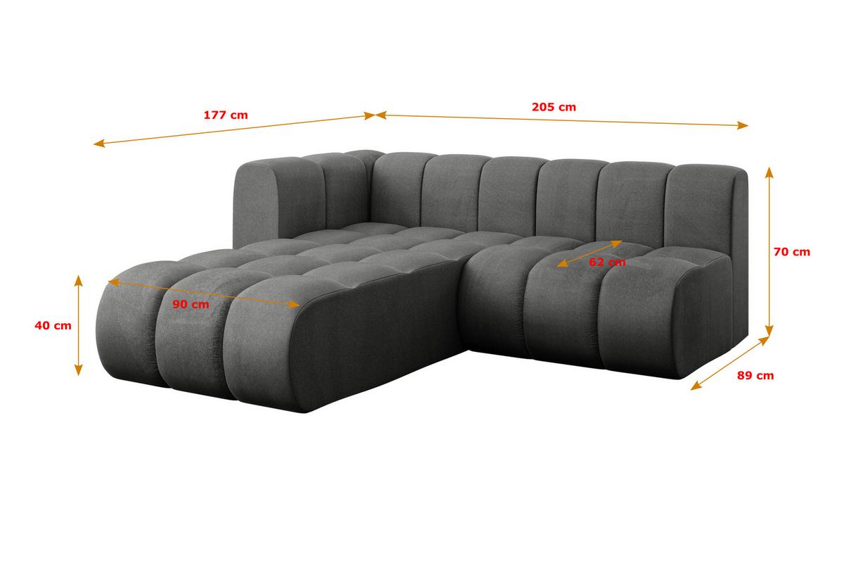 ECKSOFA modulares Sofa Darnel-L1 - 205x177x70 cm Dunkelgrau - Dunkelgrau, Holzwerkstoff/Textil (205/177cm) - ALTDECOR