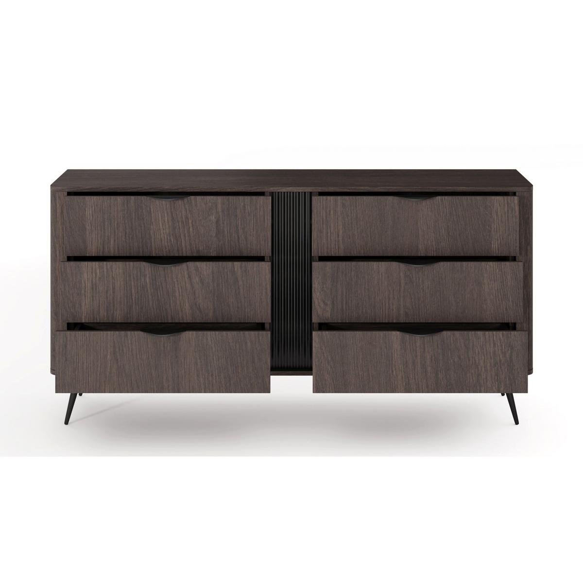 KOMMODE Veris Dunin-Eiche 163 cm - Dunkelbraun/Schwarz, Holzwerkstoff/Metall (163.2/81.2/38cm) - Selsey