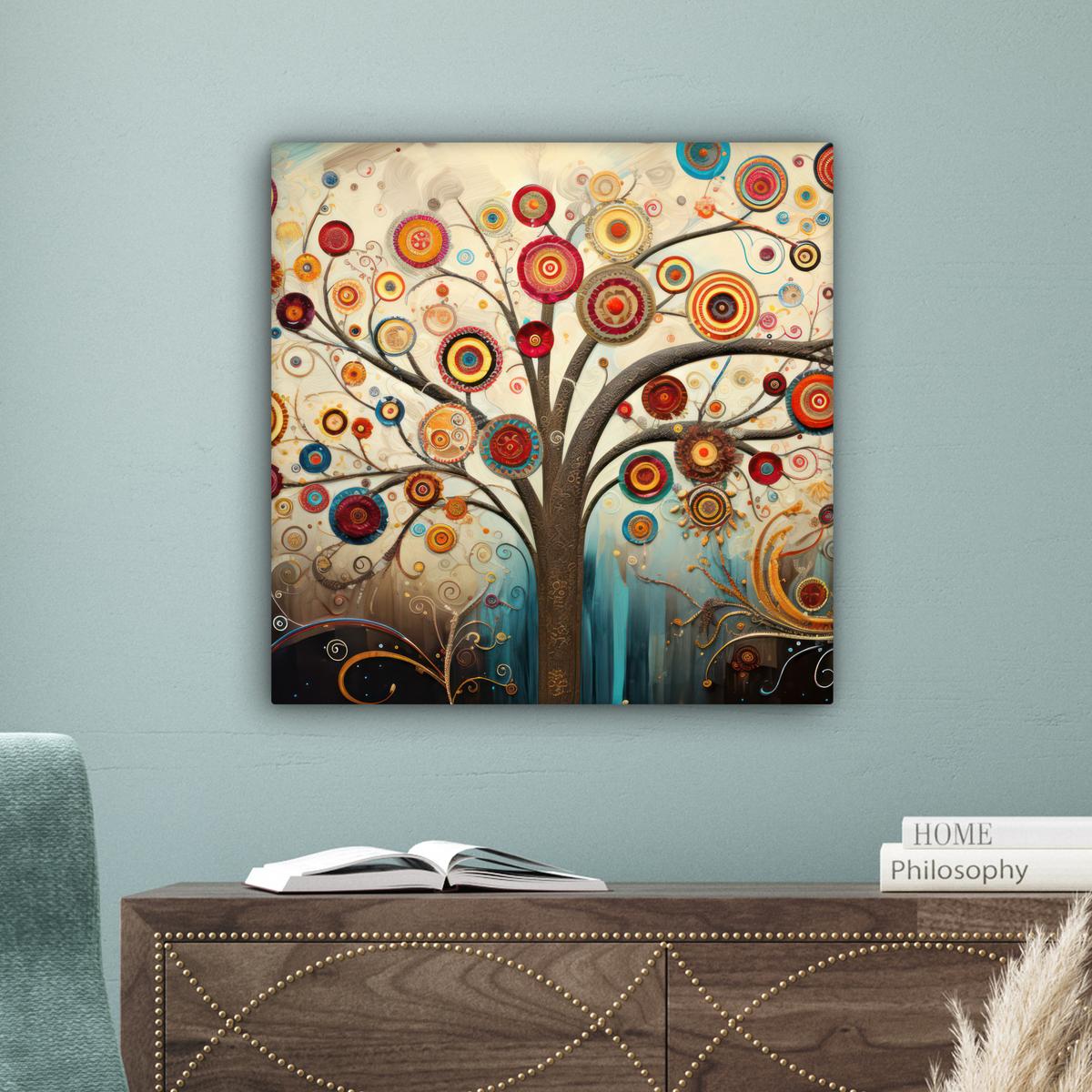 LEINWANDBILD Baum - Baum des Lebens - Farbe Wandbild Wohnzimmer 50x50 cm - Braun, Textil (50/50cm) - MuchoWow