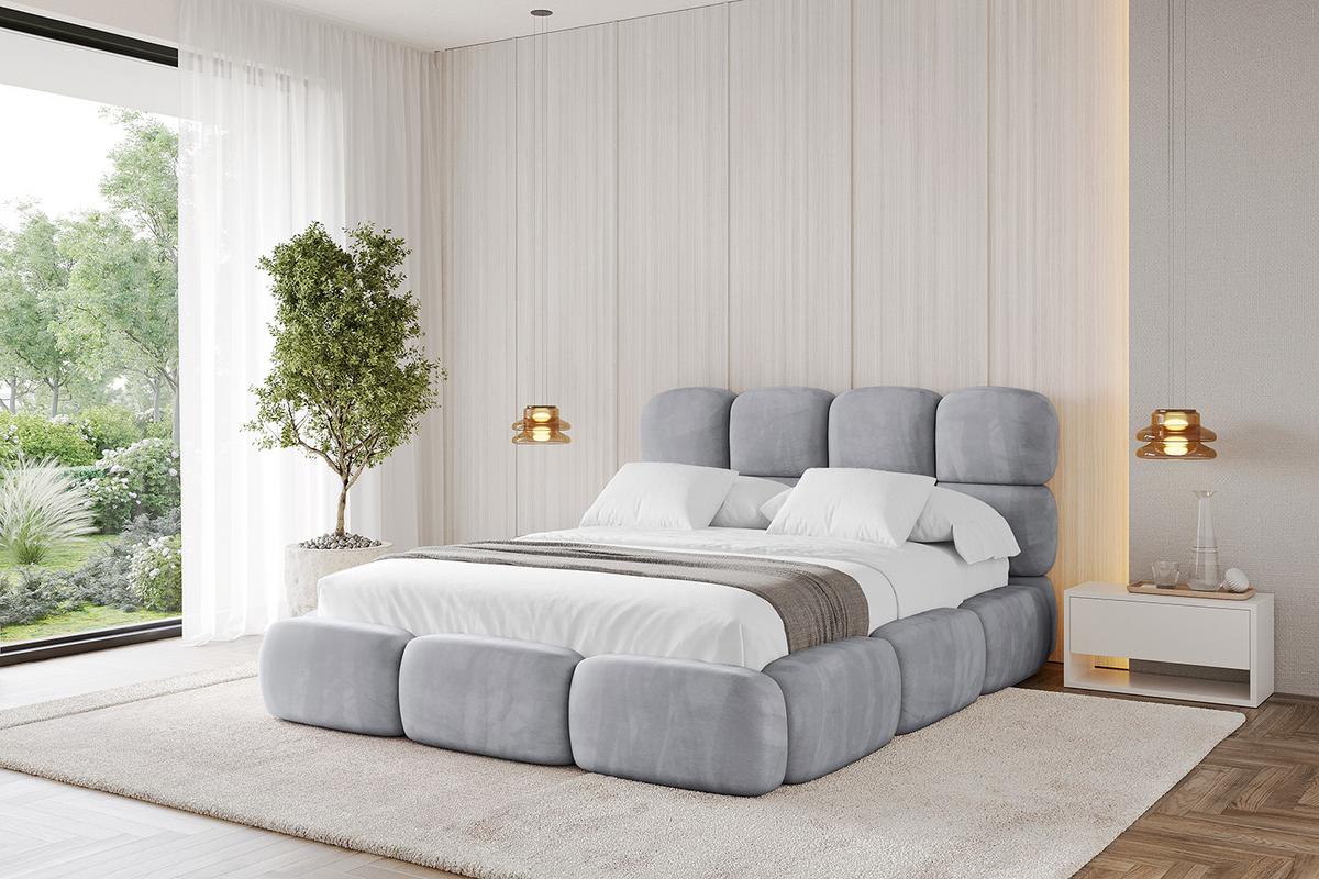POLSTERBETT mit Bettkasten und Lattenrost, Bett mit Matratze H3/H4 - NOMA 180x200 Hellgrau - Hellgrau, Holzwerkstoff/Textil (180/200cm) - ALTDECOR