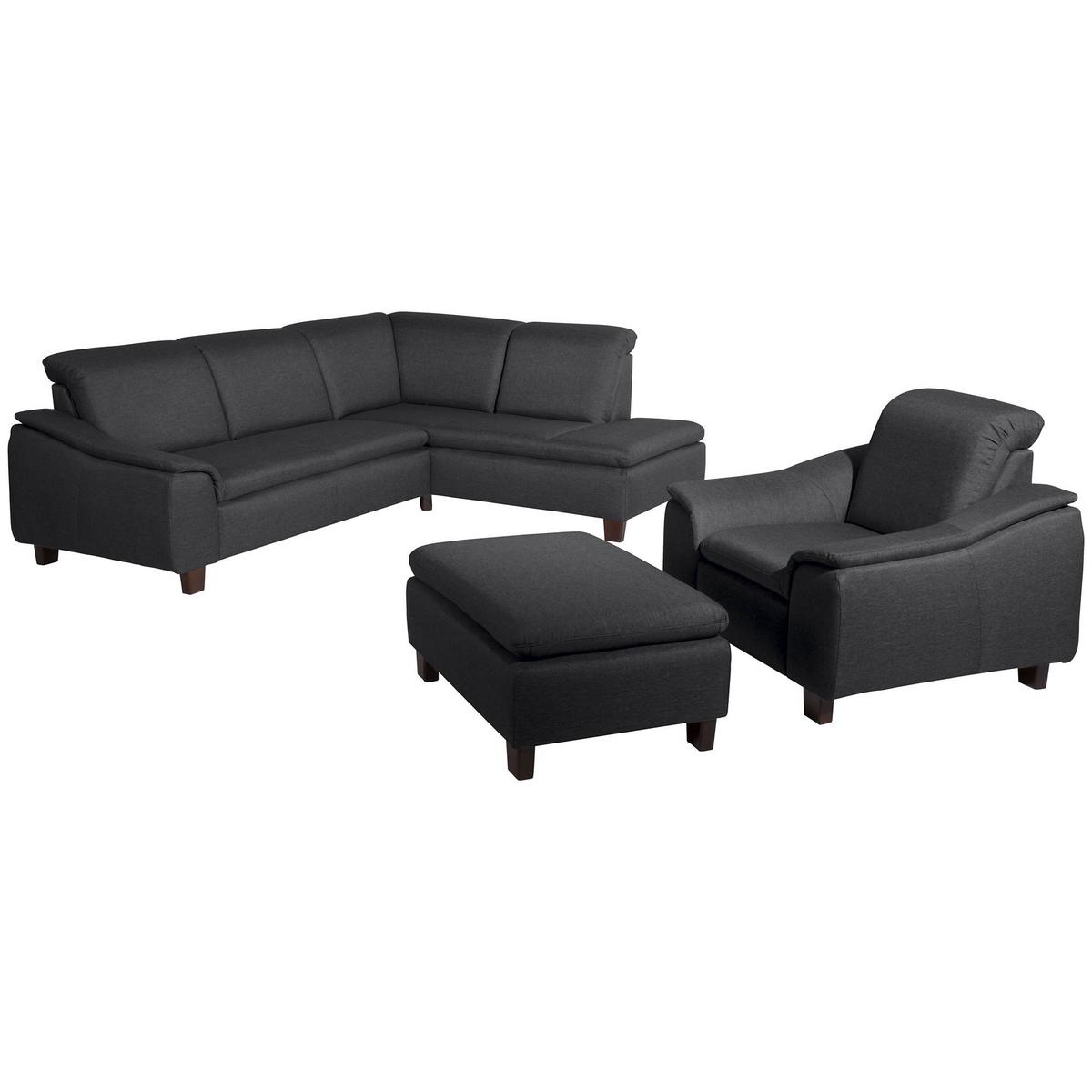 ECKSOFA mit Ottomane rechts Kaylil Flachgewebe graphit - Graphitfarben, Kunststoff (187/247cm) - 58aufmkessel