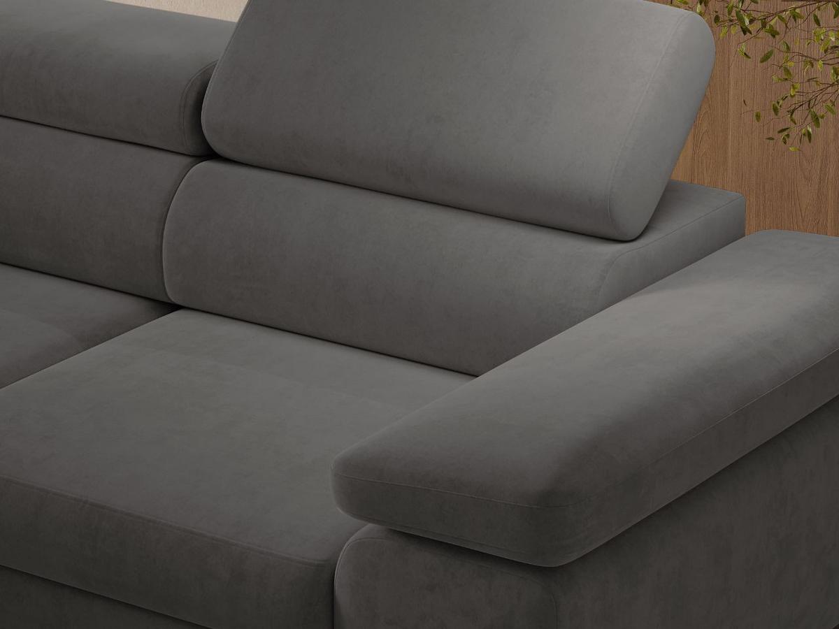 ECKSOFA Argon Dunkelgrau Links - Dunkelgrau/Schwarz, Holz/Textil (255/190cm) - Graingold
