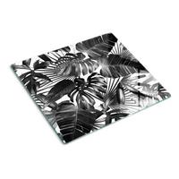 GLASPLATTE 60x52 cm Tropische Blätter - Schwarz, Glas (60/0.4/52cm) - TULUP