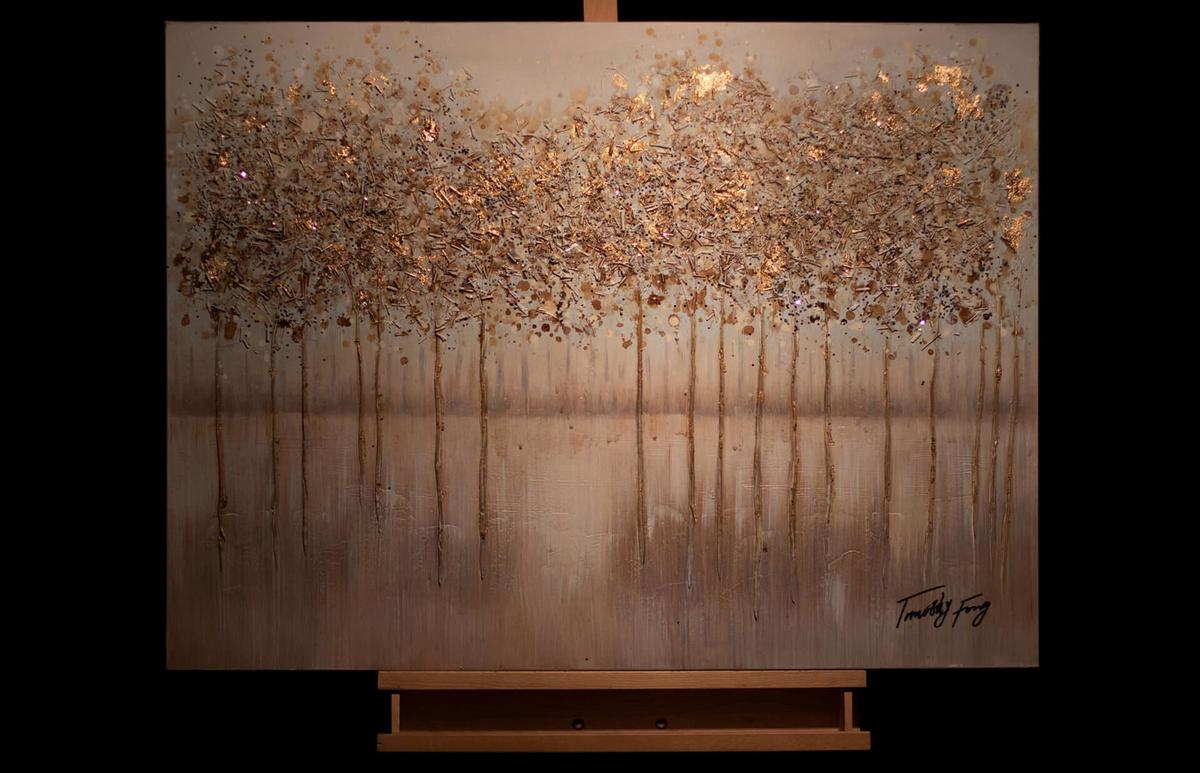 ACRYLBILD HANDGEMALT 100/75 cm - Goldfarben/Kupferfarben, Holz/Textil (100/75cm) - KUNSTLOFT