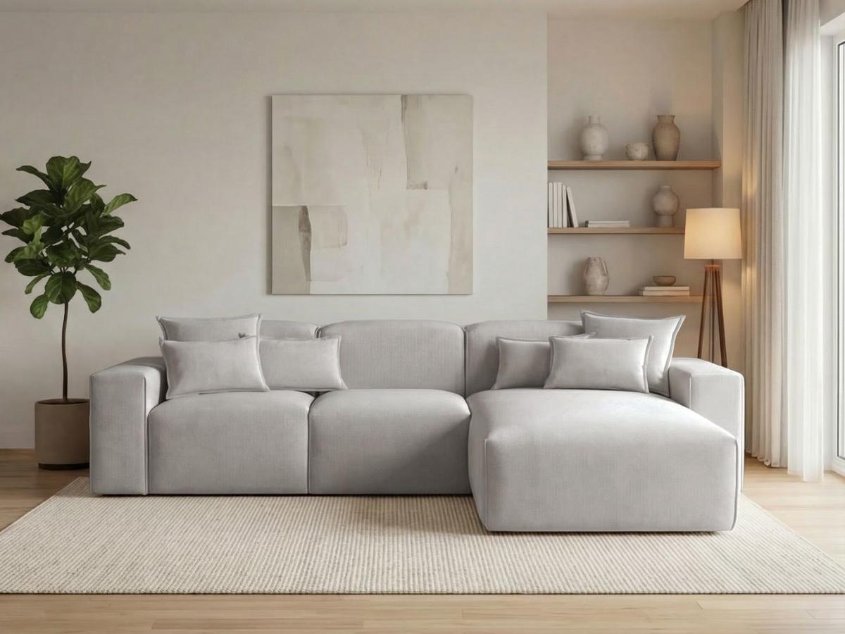 ECKSOFA Leni Grau Rechts - Grau, Holz/Textil (180/265cm) - Graingold