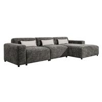 ECKSOFA L Form Jughlio Grau 331/165/75 cm Rechts mit Schlaffektion - Schwarz/Grau, Kunststoff/Textil (331/165cm) - AX Living