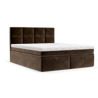 BOXBETT Tessa 140/200 cm Braun im Kronos Stoff - Schwarz/Braun, Holz/Holzwerkstoff (140/200cm) - AltaBeds