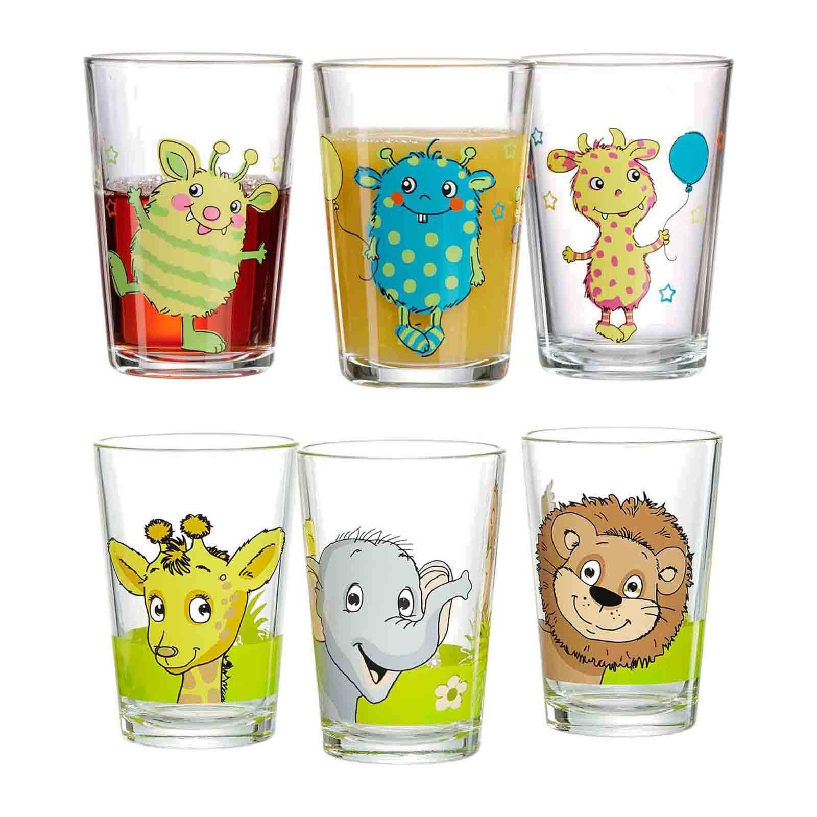 KINDERGLÄSER Monsterchen Dschungeltiere bunt 205 ml 6er Set - Multicolor, Glas (0.205L) - Ritzenhoff Breker