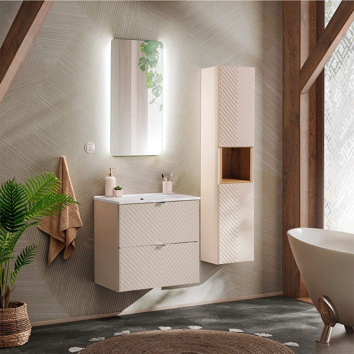 BADMÖBEL 60cm Manoa 2er-Set Kaschmir - Beige, Holzwerkstoff (60/57/40cm) - Petits-meubles