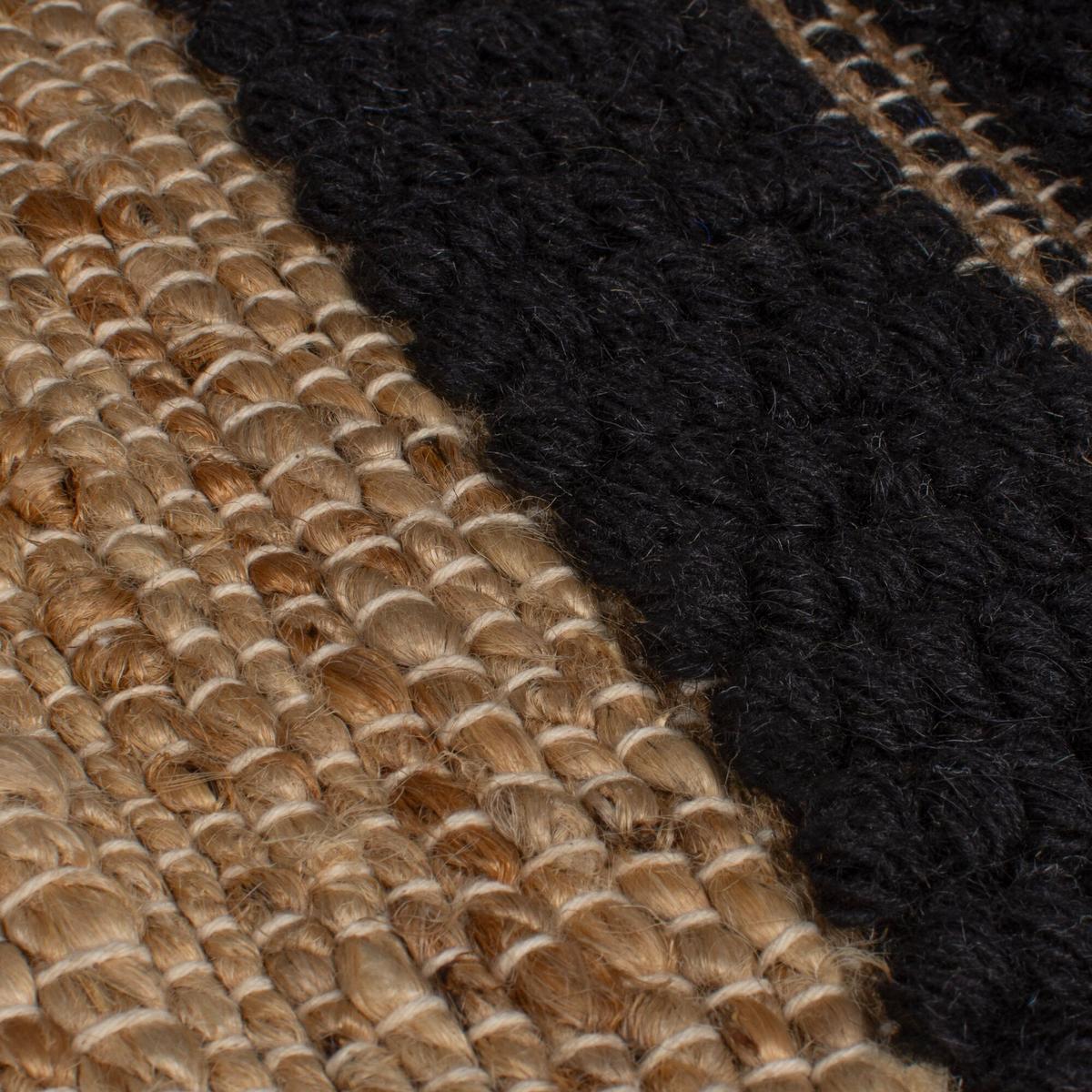 JUTETEPPICH handgewebt mit Fransen WHARFE, im Patchwork-Stil, Natur-Schwarz, 60 x 230 cm - Beige, Textil (230/60cm) - KADIMA DESIGN