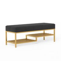 POLSTERBANK STEP 100 cm Gold / Schwarz ,Metallgestell - Schwarz, Textil/Metall (100/45/35cm) - Idohome