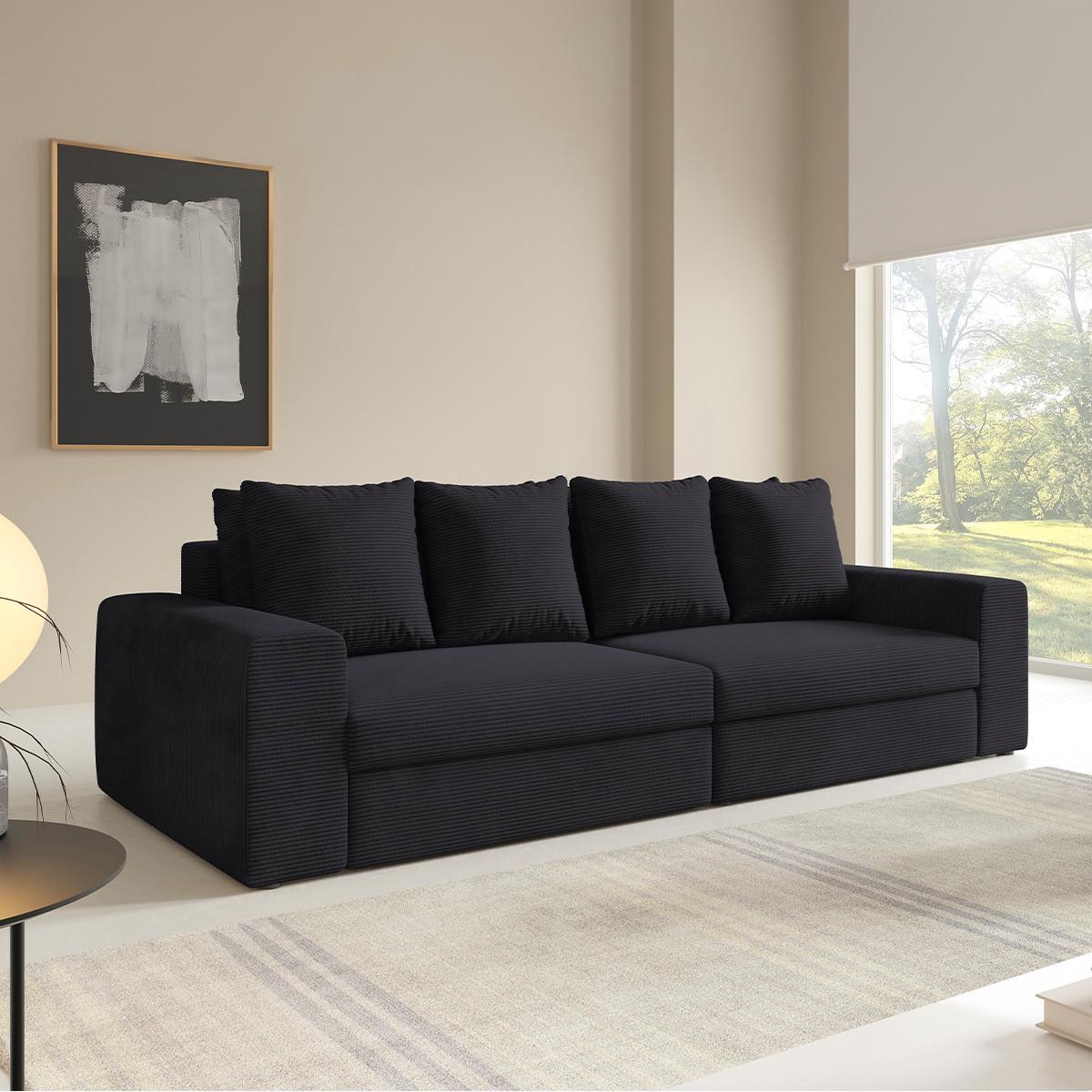 SOFA Paola 3 Sitzplätze Schwarz - Schwarz, Holz (272/86/120cm) - Petits-meubles