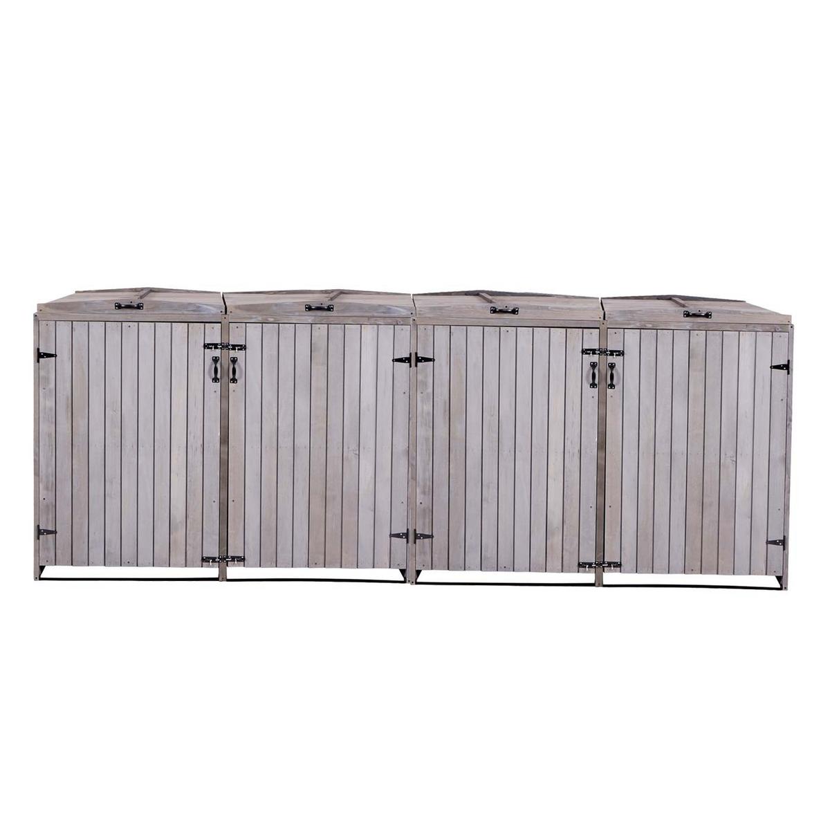 4ER-/8ER-MÜLLTONNENVERKLEIDUNG Anthrazit, Grau - Anthrazit/Grau, Holz (316/126/98cm) - MCW