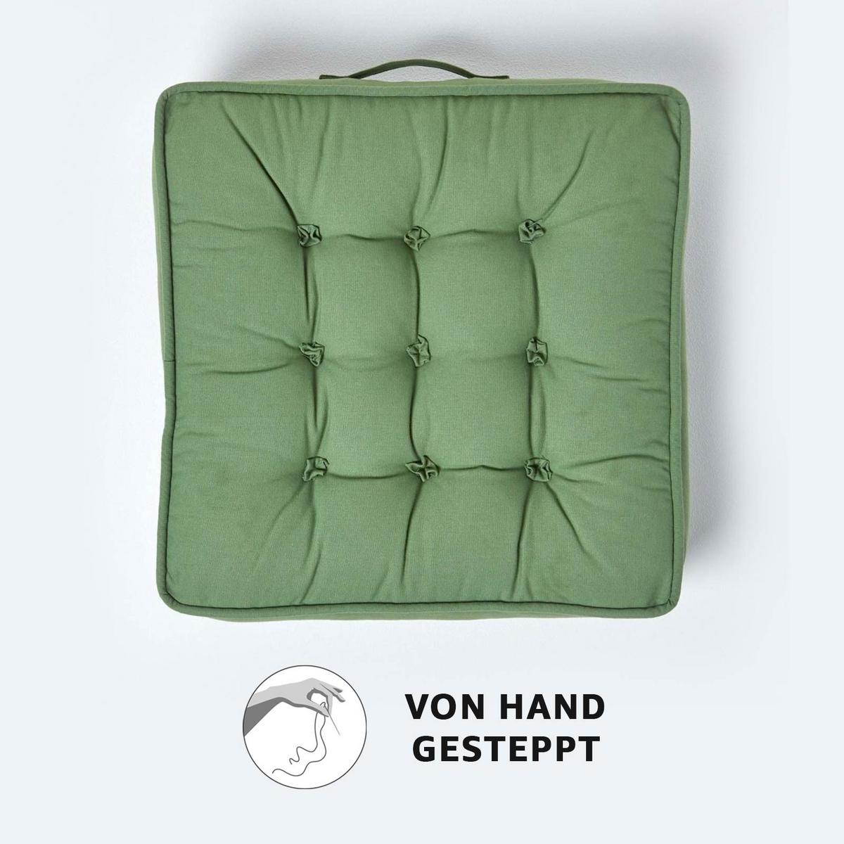 SITZKISSEN grün 50/50/10 cm – Sesselkissen, Baumwolle - Grün, Textil (50/50/10cm) - Homescapes