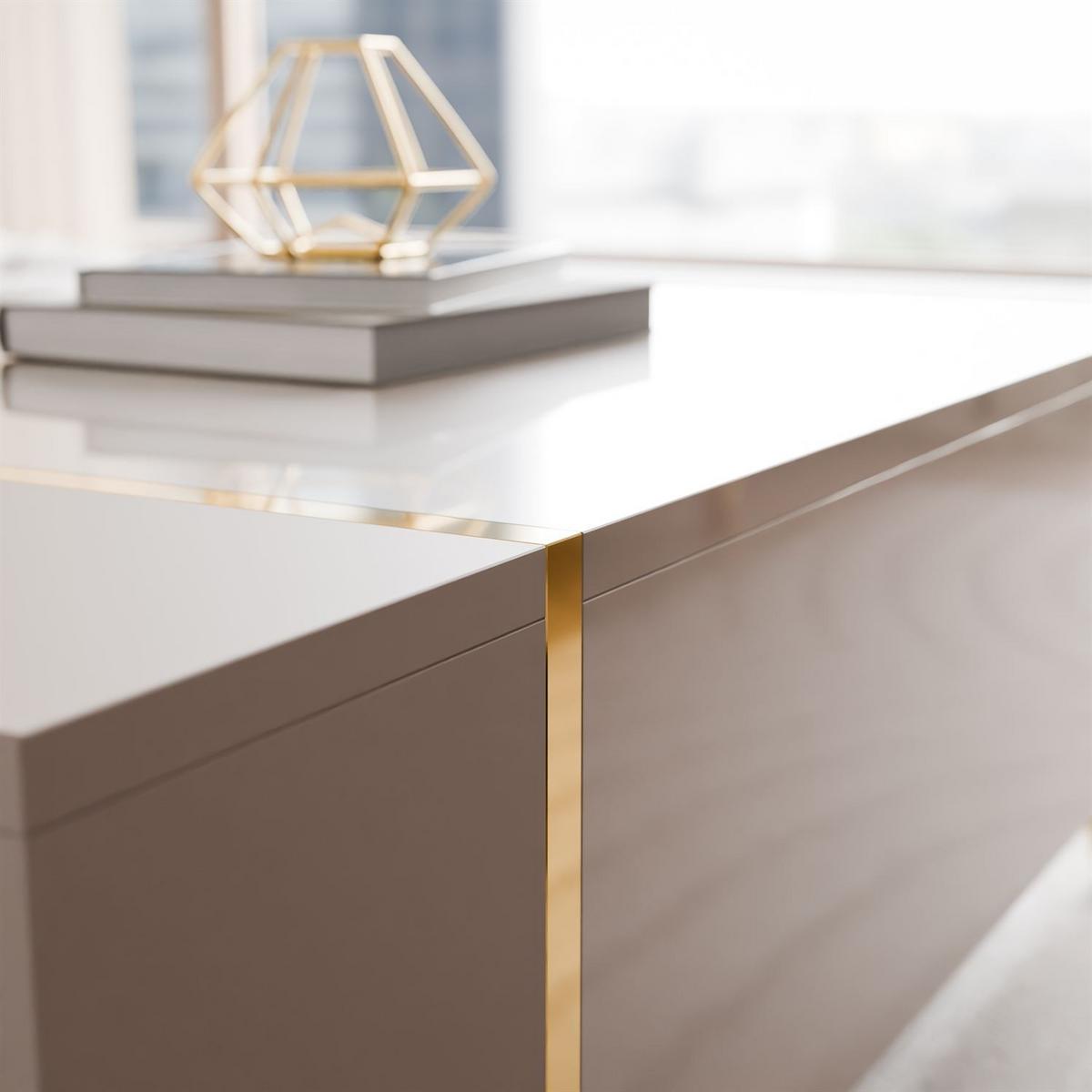 COUCHTISCH ONYX Kaschmir auf goldenen Beinen Hochglanz - Kaschmir, Holzwerkstoff (65/104/41.5cm) - Lookway