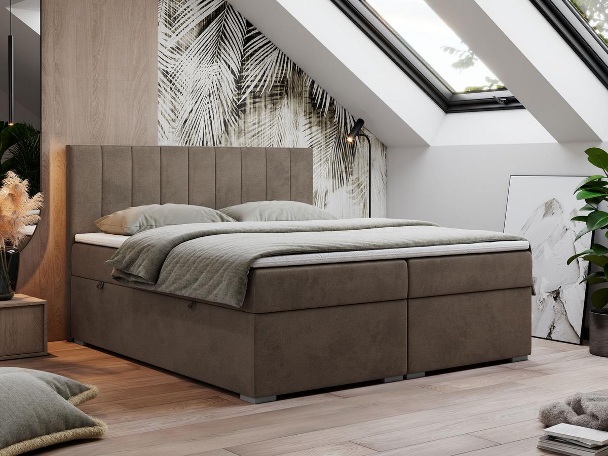 BOXBETT LOPE 120/200 - Braun Velvet - H4 - Braun, Holz/Textil (120/200cm)