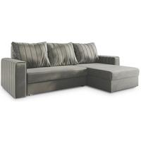 ECKSOFA CARL Hellgrau Plüsch-Stoff mit Schlaffunktion - Hellgrau/Grau, Holz/Kunststoff (236/150cm) - MASSENO