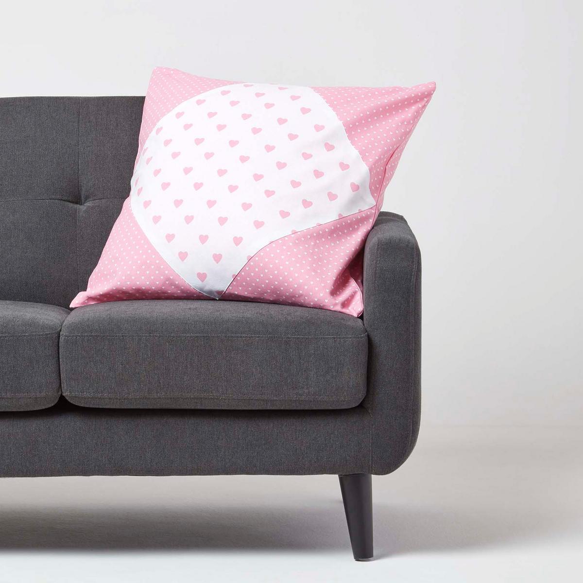 PATCHWORK-KISSENHÜLLE Herzen 60/60 cm - Rosa, Textil (60/60cm) - Homescapes