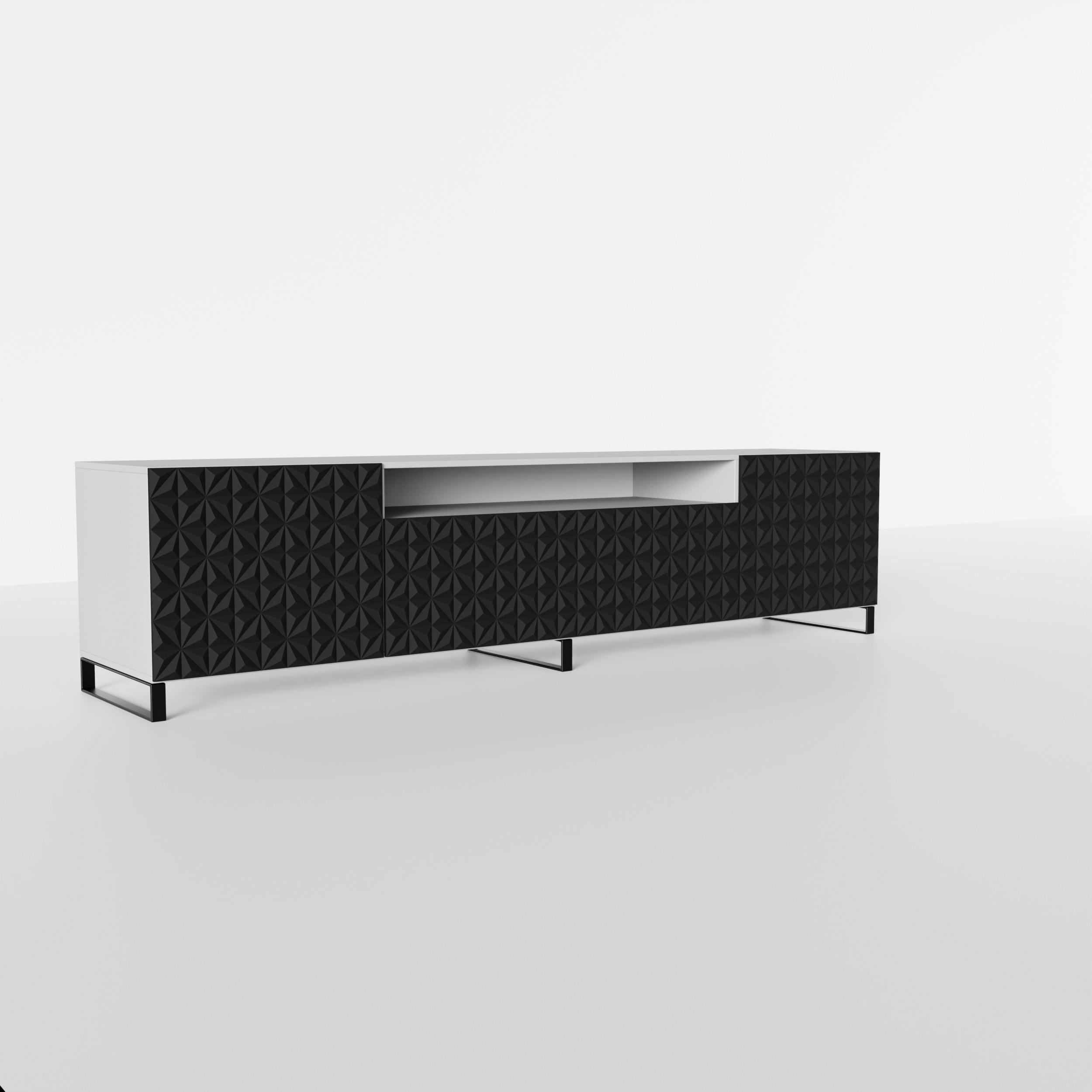 LOWBOARD ROVA 200/41/40 cm, Stand-TV-Schrank Weiß / Schwarz - Schwarz/Weiß, Holzwerkstoff (200/41/40cm) - MASSENO