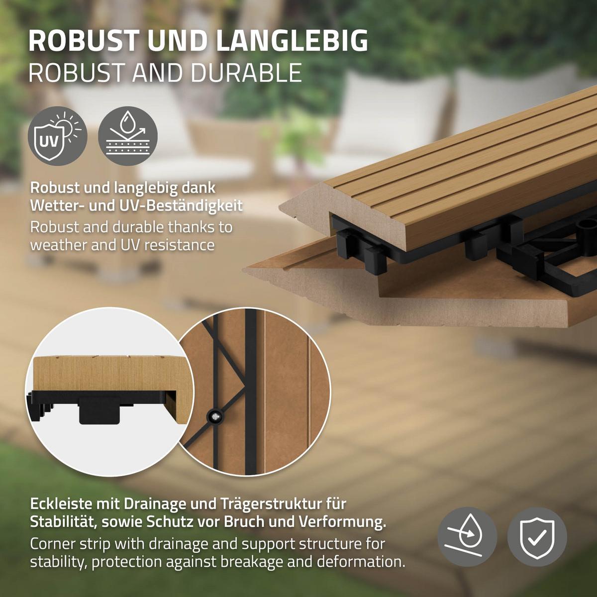 ABSCHLUSSLEISTE WPC Ecke links Teak - Alteiche, Holzwerkstoff (38/2/7.5cm) - ML-DESIGN