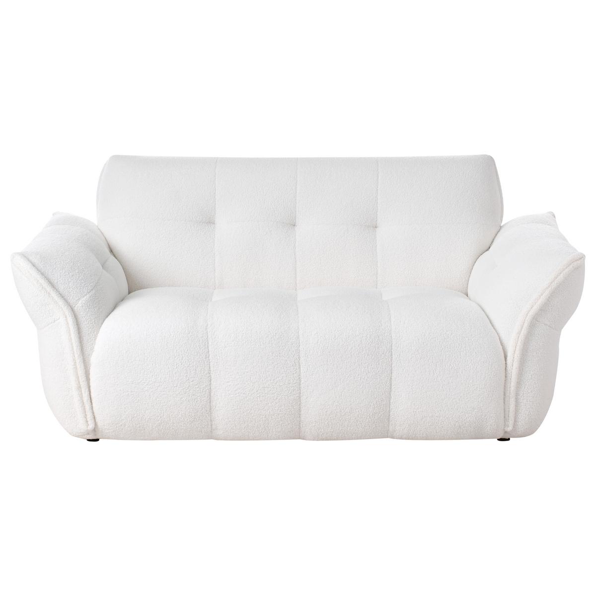 2-SITZER-SOFA Bouclé Weiß Halba - Weiß, Textil (174/80/85cm) - Beliani