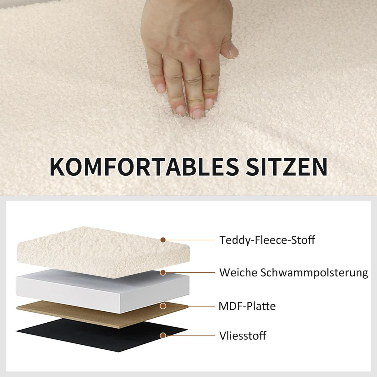 TRUHENBANK faltbar samtoptik - Weiß, Kunststoff (38/38/76cm) - HOMCOM