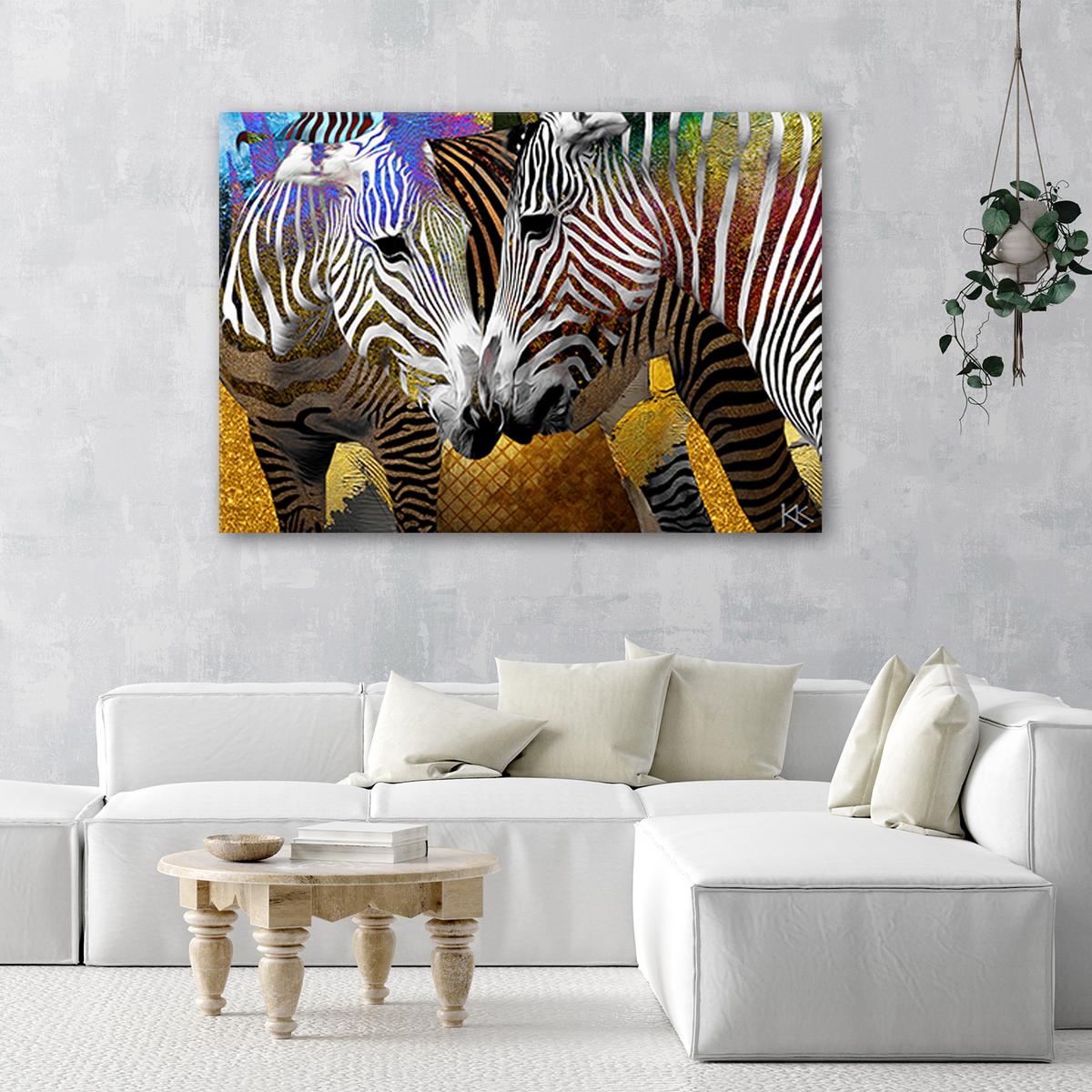 WANDBILD abstrakte zebra tier - Schwarz, Textil (60/40cm) - Feeby