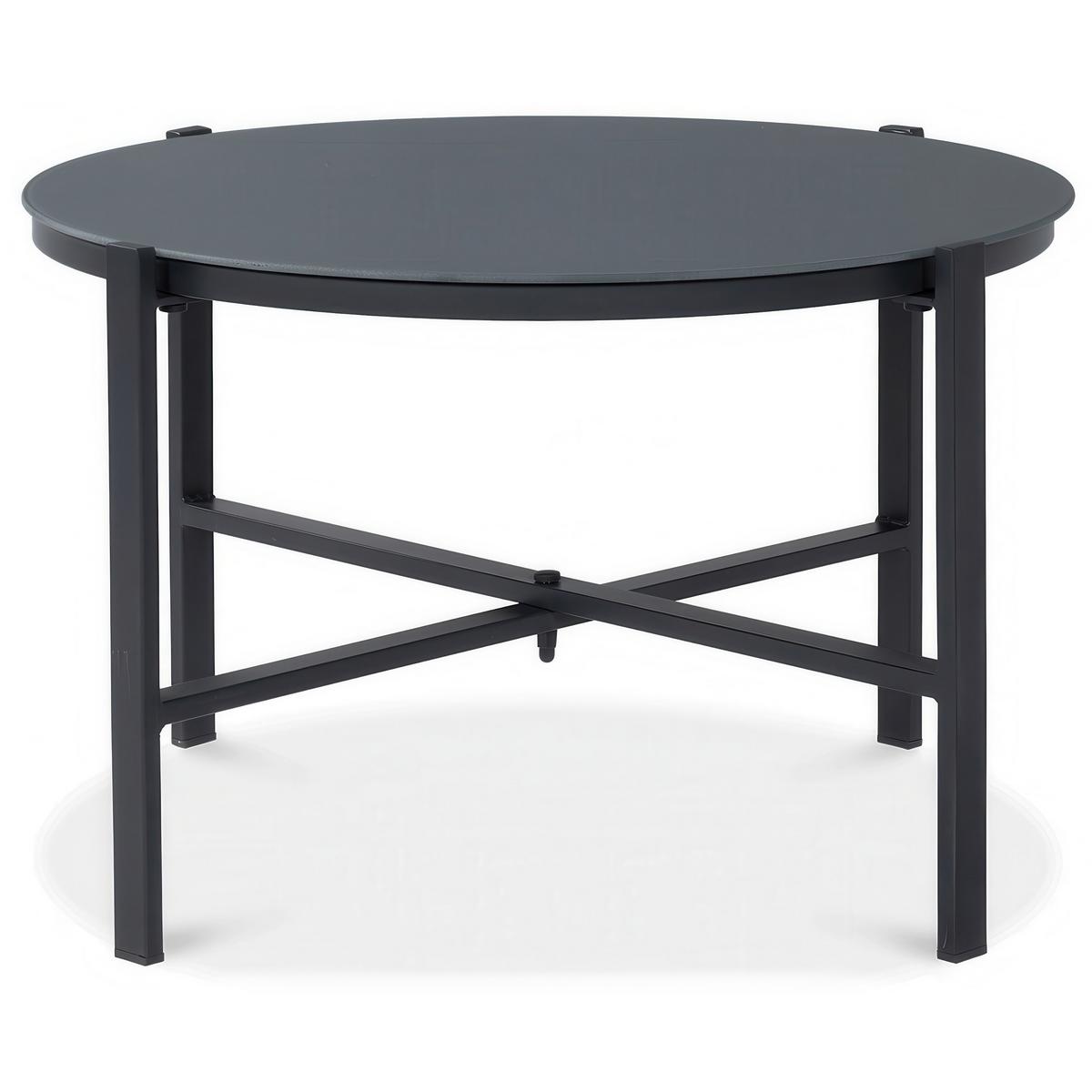 GARTENSET Thaiti, 2-Sitzer-Sofa + 2 Sessel + Couchtisch, Polywood-Armlehnen, Dunkelgrau - Dunkelgrau, Metall - Beautysofa