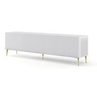 TV LOWBOARD Weiß, Weiß, Gold 200/56/42 - Weiß, Holzwerkstoff (200/56/42cm) - RAUMHIRSCH FURNITURE
