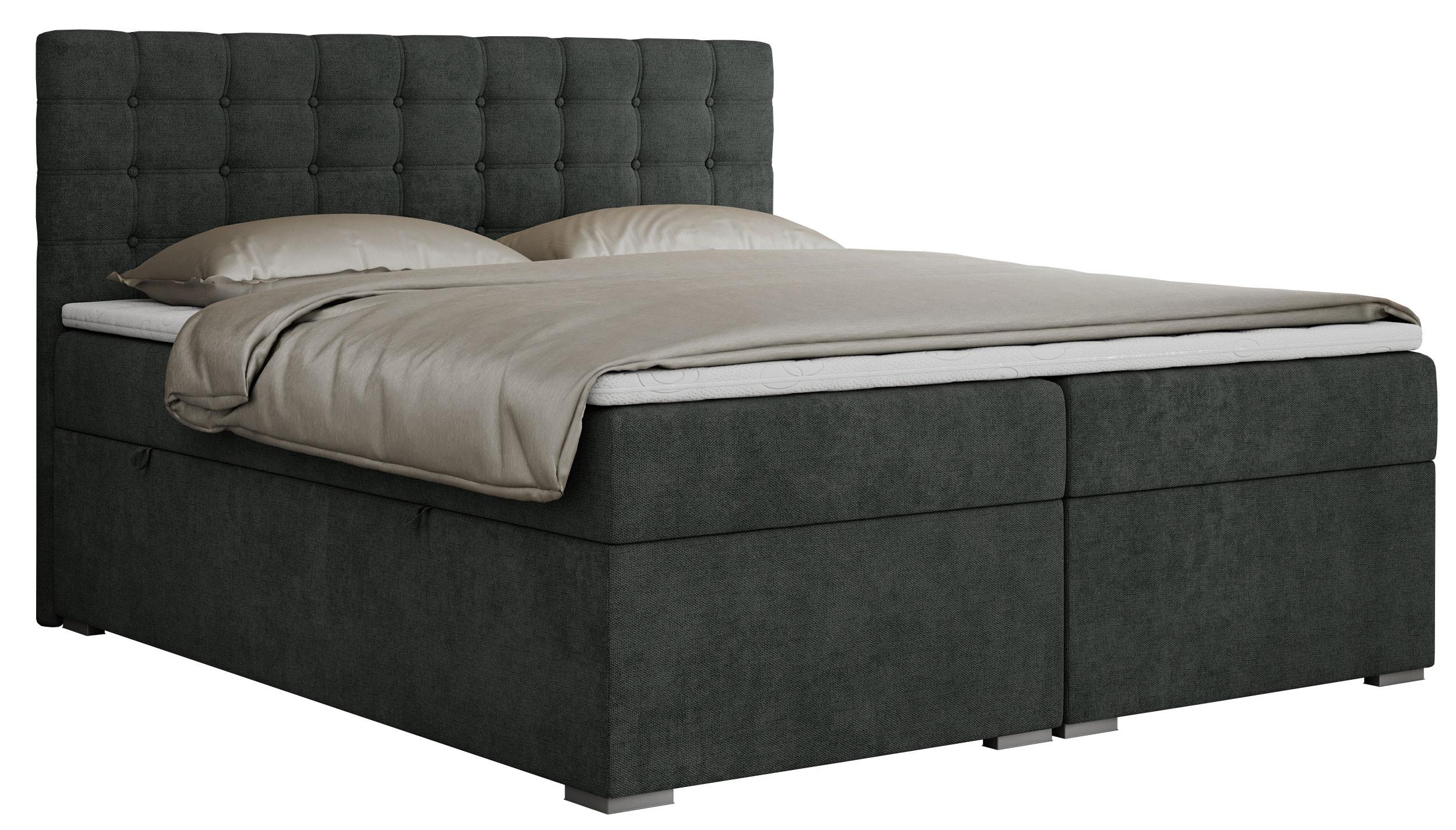 BOXBETT SUSAN 160/200 Dunkelgrau Struktur - H4 - Dunkelgrau, Holz/Textil (160/200cm) - MKS