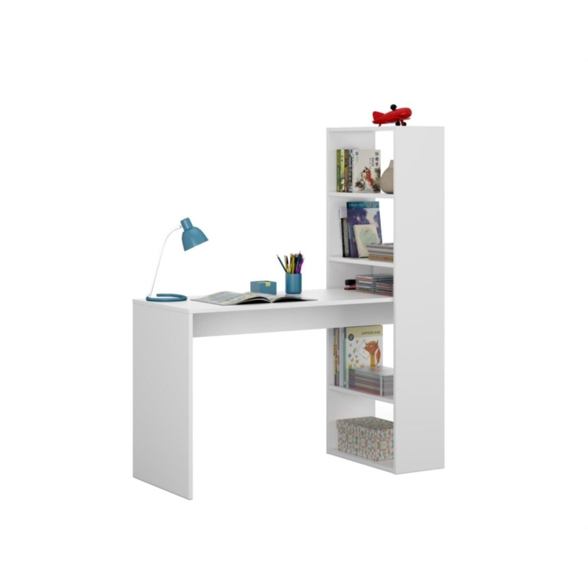 SCHREIBTISCH mit Regal - L120 cm - Weiß, Holzwerkstoff (6.7/53/144cm) - Calicosy