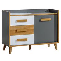 KOMMODE FIABA 120/89,5/46cm mit 3 Schubladen 1 Türen Anthrazit - Anthrazit/Weiß, Holzwerkstoff (120/89.5/46cm) - MASSENO