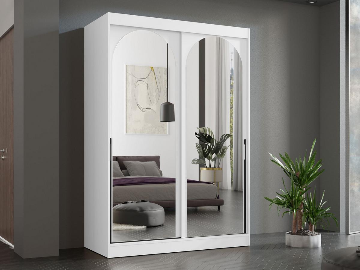 SCHIEBETÜRENSCHRANK Modin 150 - Schwarz/Weiß, Holzwerkstoff/Kunststoff (150/216/65cm) - MIRJAN24