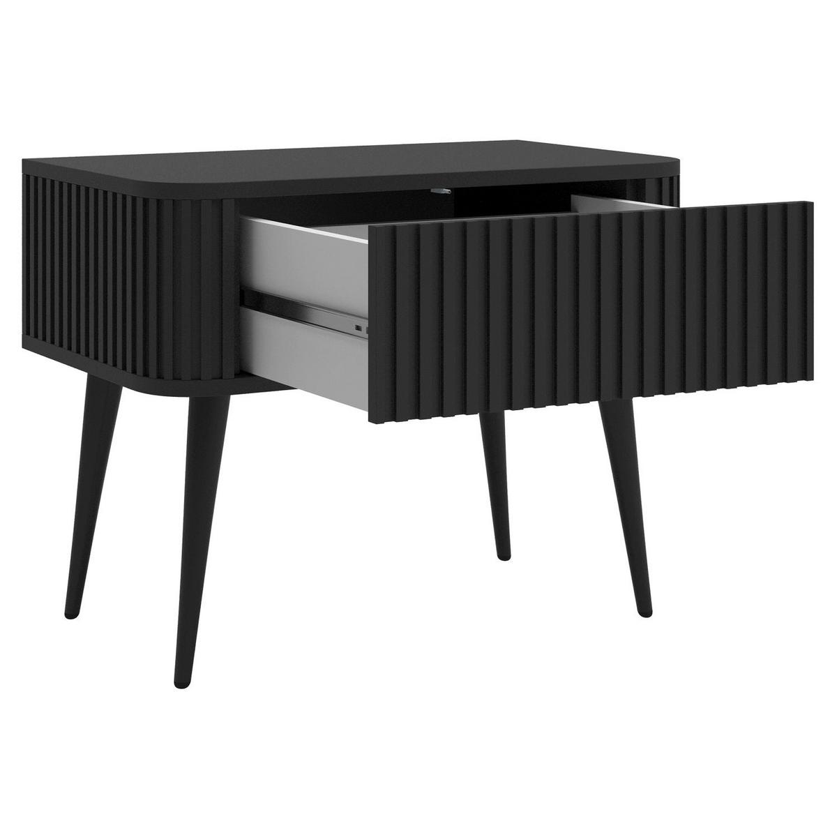 NACHTTISCH Ovarlo Schwarz 63 cm - Schwarz, Holzwerkstoff/Metall (63.2/49.2/38cm) - Selsey