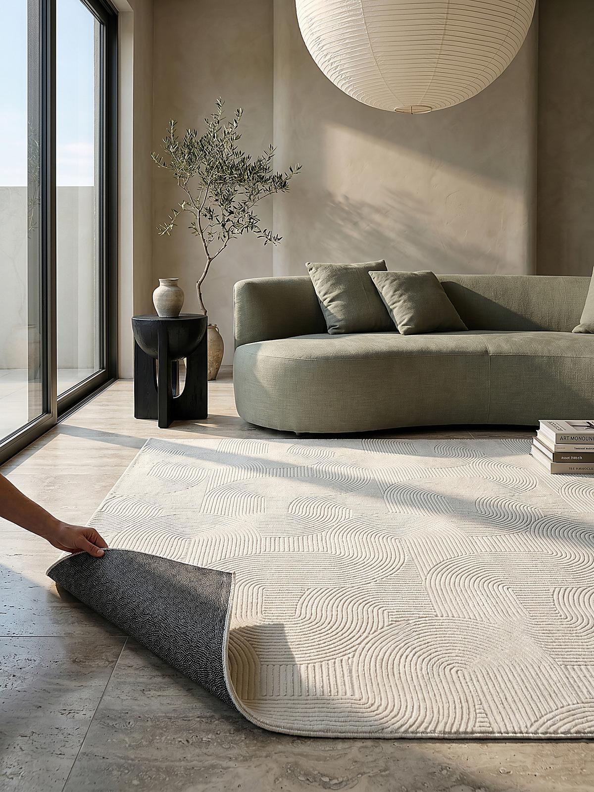 KURZFLORTEPPICH Antirutsch Geometrisch DALAR Polypropylen Creme 200 x 200 cm - Beige, Textil (200/200cm) - KADIMA DESIGN