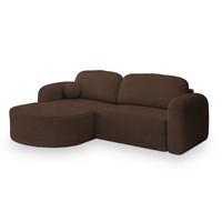 ECKSOFA AMILIA L-S Braun Boucle-Stoff mit Schlaffunktion - Braun, Holz (263/174cm) - MASSENO