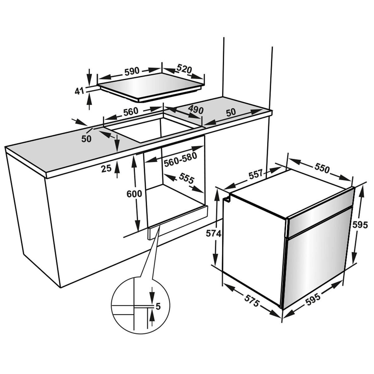HERDSET, Backofen mit Ober-Unterhitze und Umluft, Glaskeramik-Kochfeld mit 4 Zonen, Teleskopauszug, 78 Liter, 60 cm, B-HS-75-C-I - Edelstahlfarben, Keramik/Metall (59.5/59.5/57cm) - Telefunken