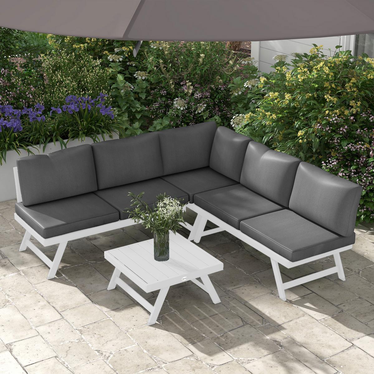 GARTENMÖBEL Set, Polyester, Grau - Grau, Kunststoff - Outsunny