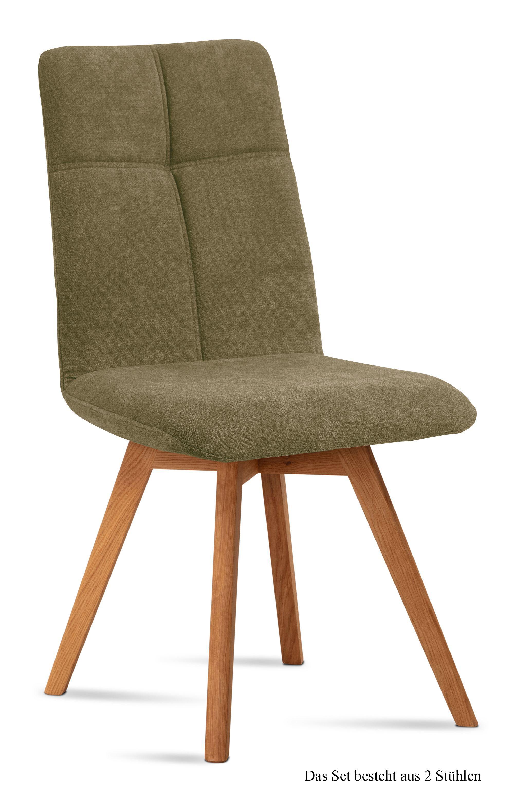 ESSZIMMERSTUHL (2er-Set) Dimut 47x92x60 Eiche geölt/Olivgrün - Eichefarben/Olivgrün, Kunststoff (60/92/47cm) - 58aufmkessel