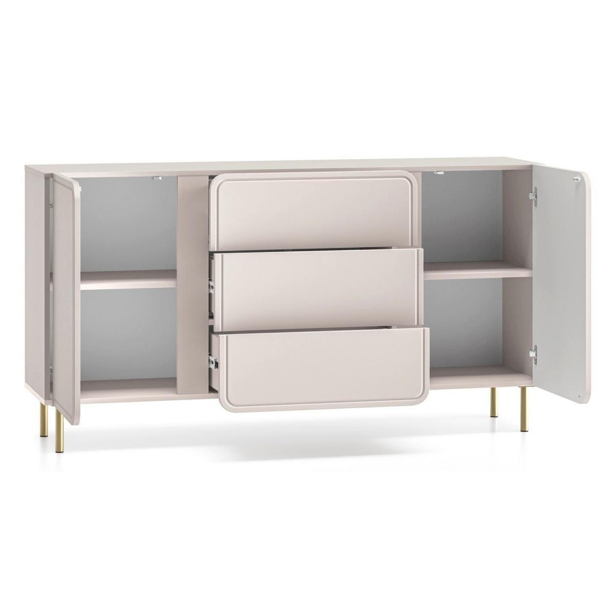 SIDEBOARD Loppa Kaschmirbeige 160 cm - Beige/Goldfarben, Holzwerkstoff/Metall (160/85/40cm) - Selsey